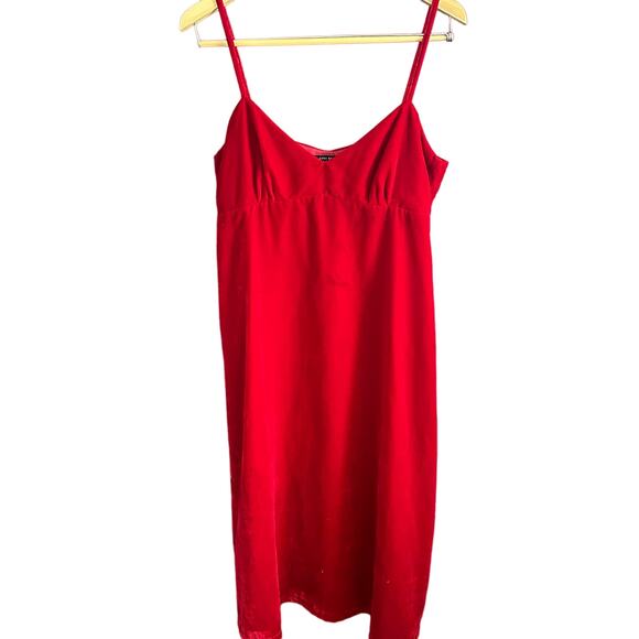 Zara Dresses & Skirts - ZARA | Red Velvet Slip Midi Dress Spaghetti Straps| Size Large |